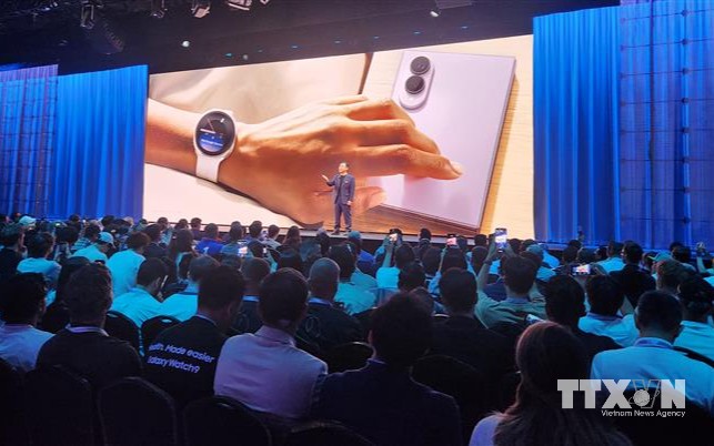 Sự kiện giới thiệu sản phẩm của hãng Samsung tại London, Anh, ngày 22/7/2026. (Ảnh: Yonhap/TTXVN) Sự kiện giới thiệu sản phẩm của hãng Samsung tại London, Anh, ngày 22/7/2026. (Ảnh: Yonhap/TTXVN)